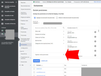 Excluir todas las App en Campañas de Display de Google Ads posiciones Excluir todas las App en Campañas de Display de Google Ads posiciones